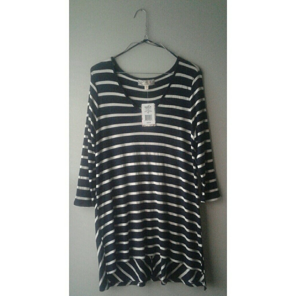 PINK REPUBLIC | Navy & Ivory Striped Blouse